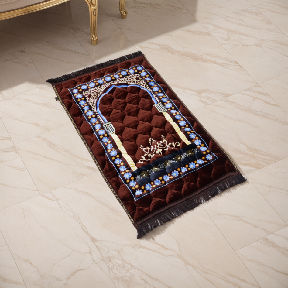 Kiswah Printed Prayer Mat-Chestnut