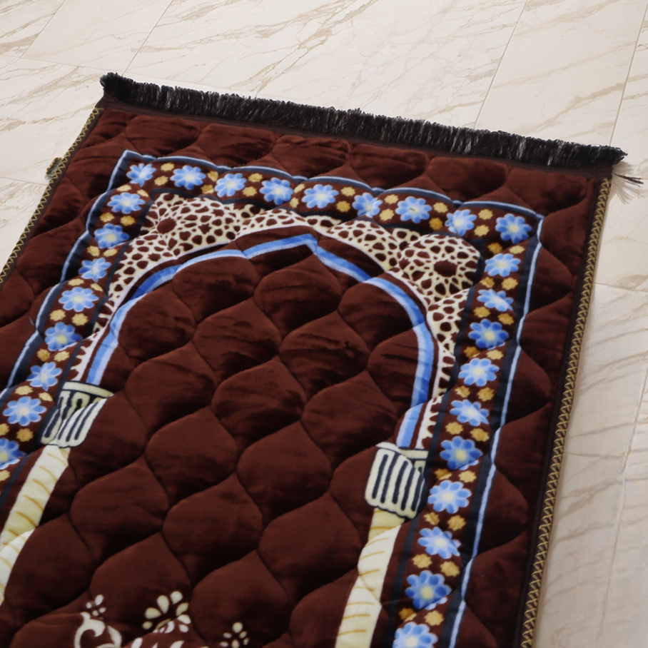 Kiswah Printed Prayer Mat-Chestnut