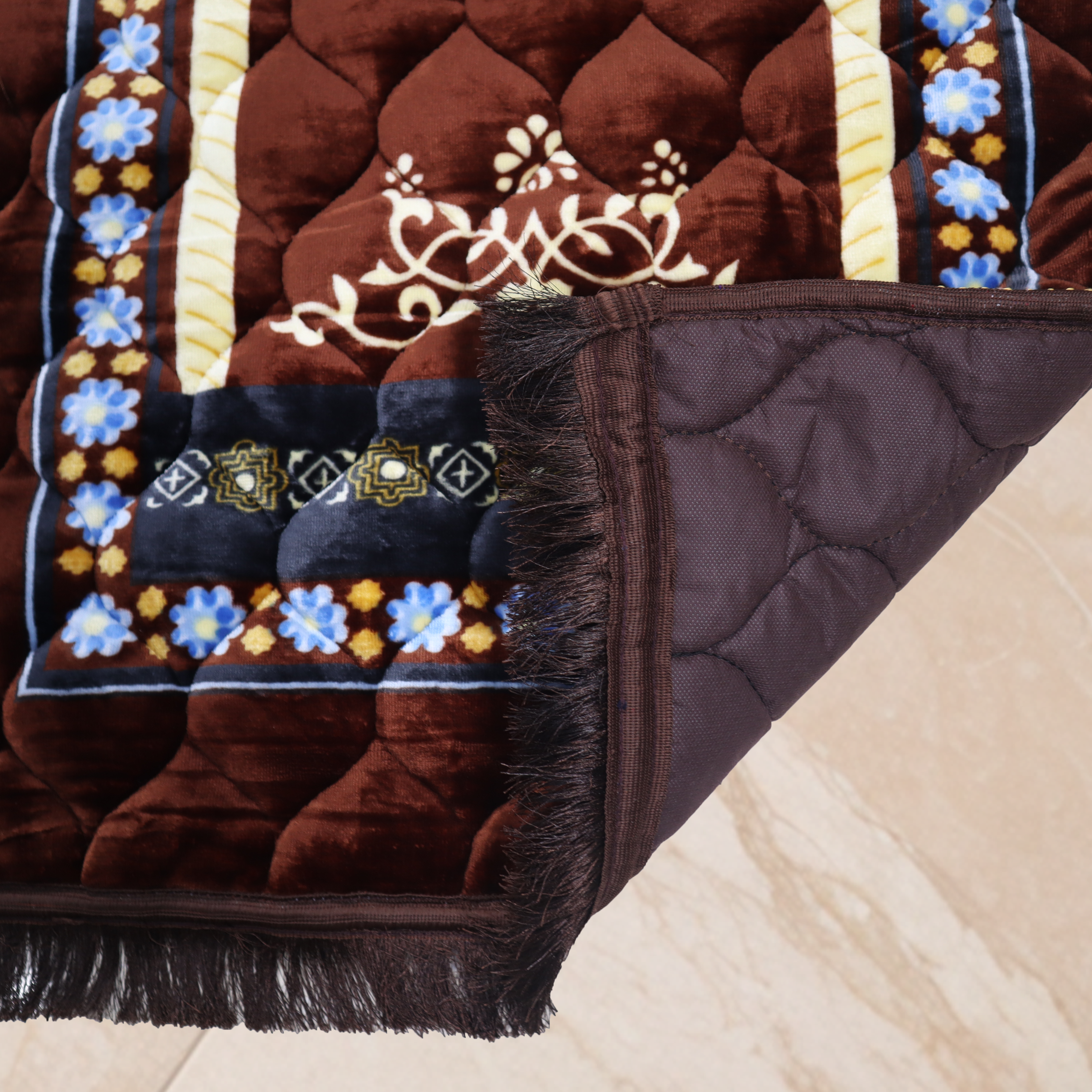 Kiswah Printed Prayer Mat-Chestnut