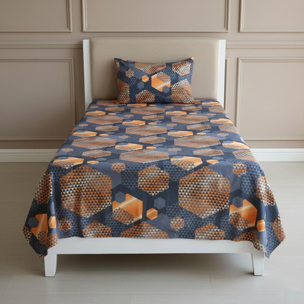 Fantasy Printed Single Bed Sheet-Carbon Comb