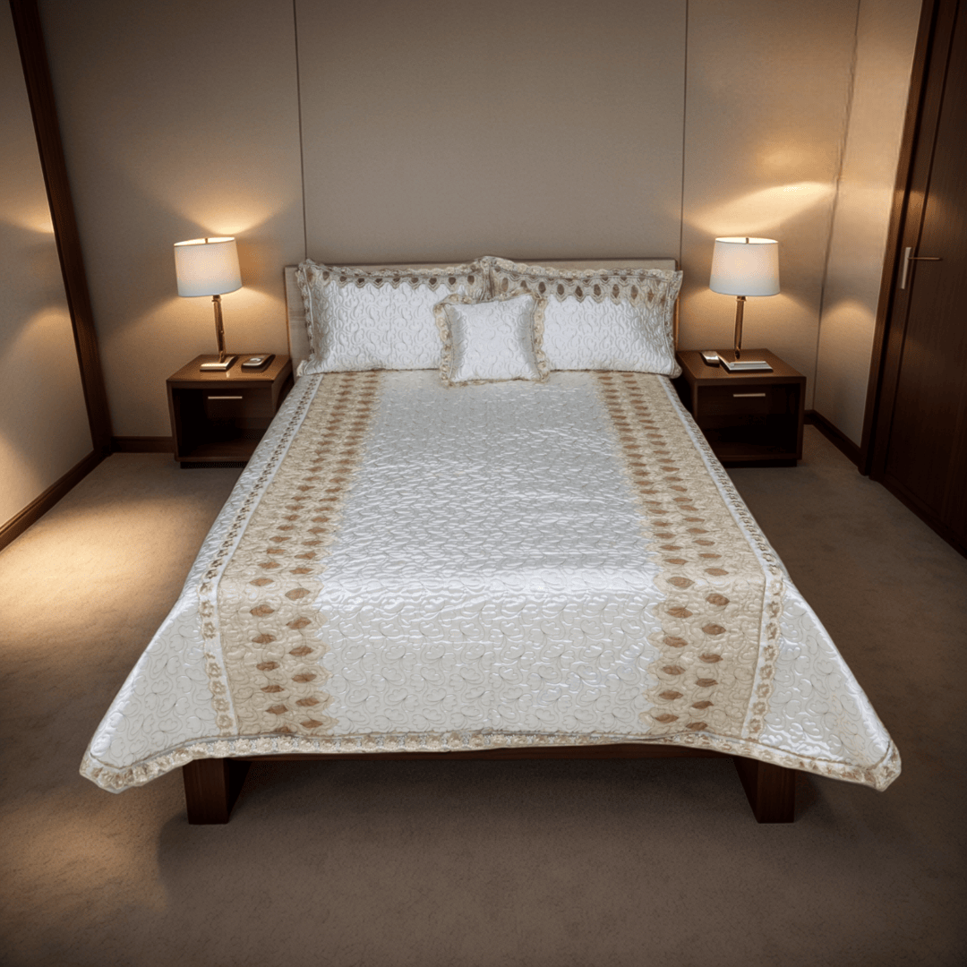 Opal 4 Piece Silk Bed Set- Cream