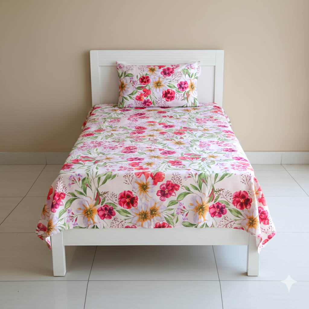 Fantasy Printed Single Bed Sheet-Floral