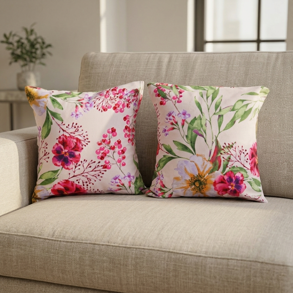 Printed Filled Cushions-floral