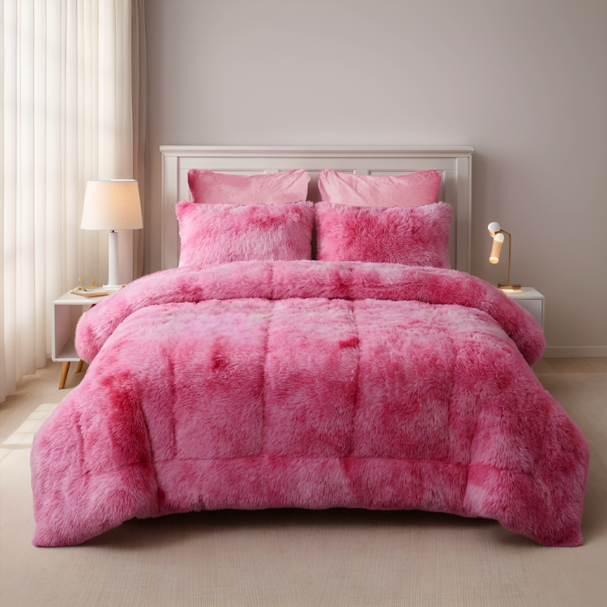 House of Velour 6-Piece Bed in a Bag-Pink