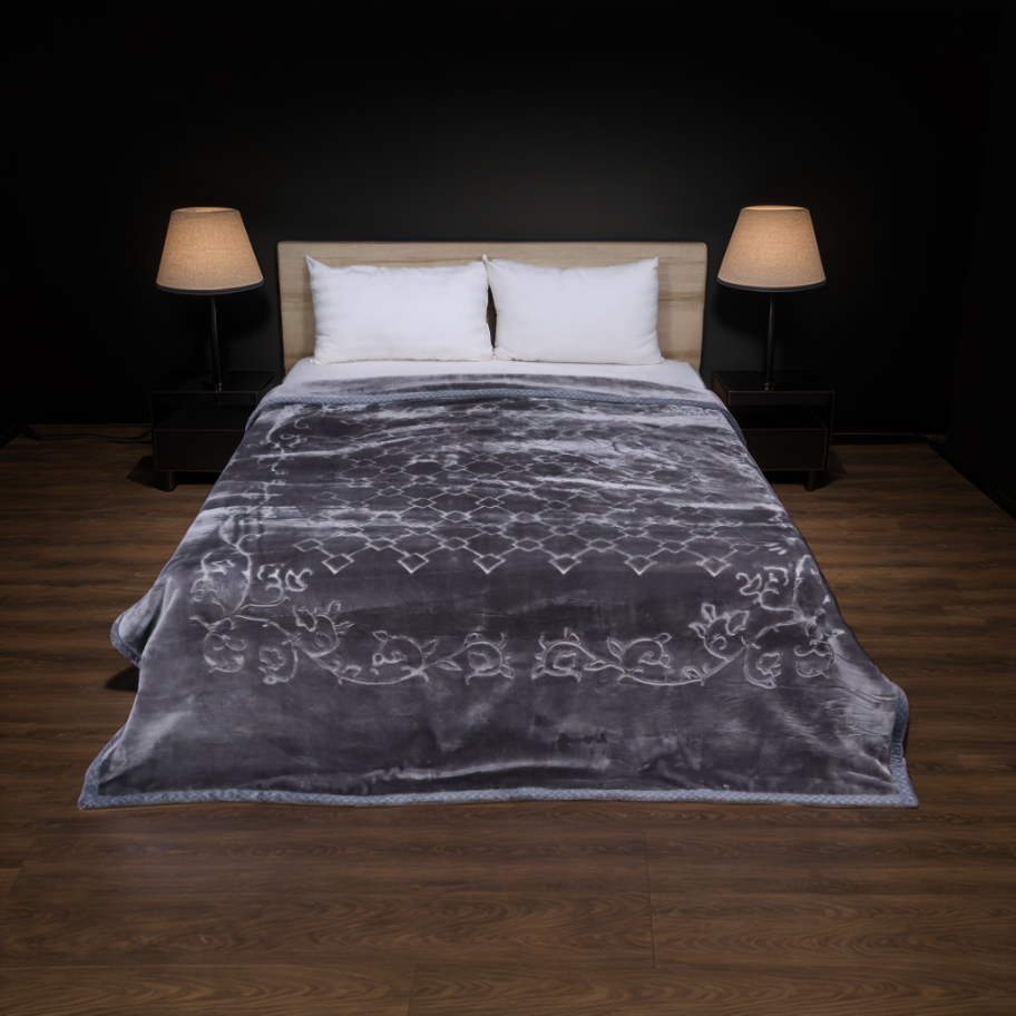 Moonlight Cloudy 4KG 2-Ply Double Bed Blanket - Charcoal