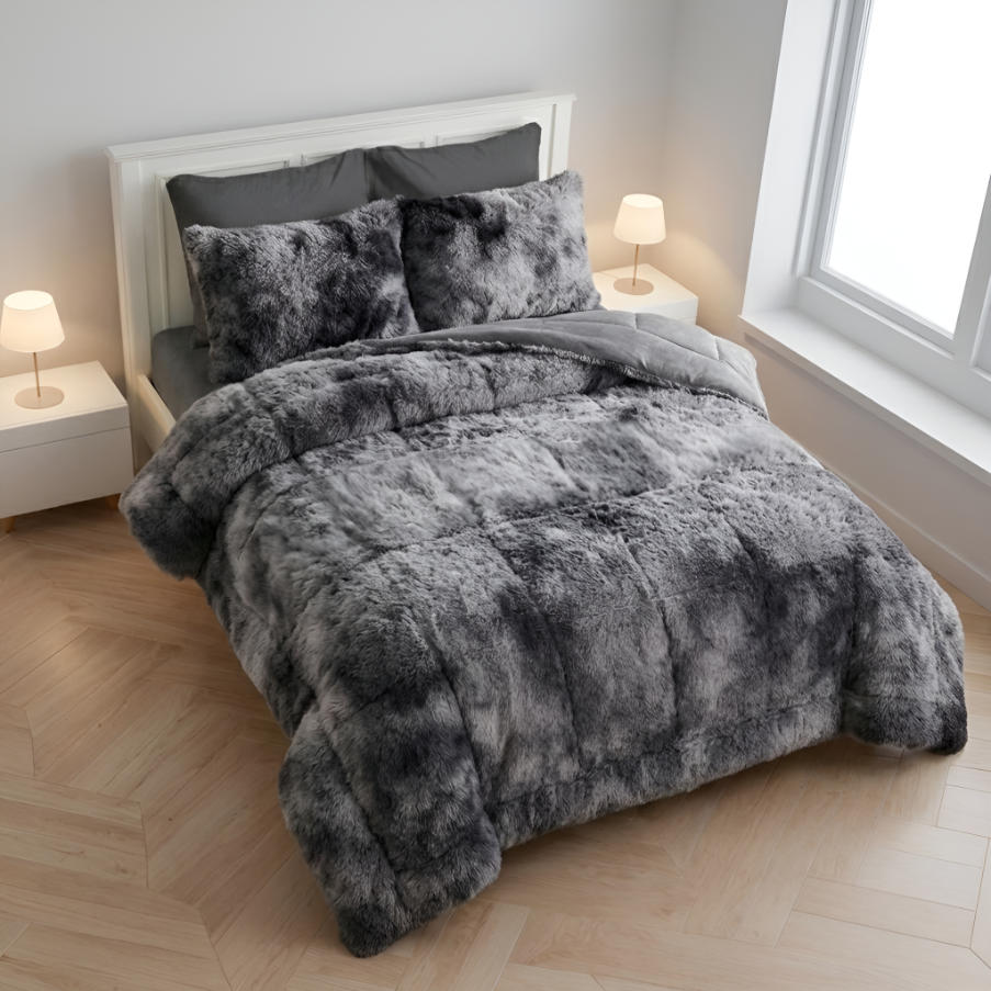 House of Velour 6-Piece Bed in a Bag-Grey