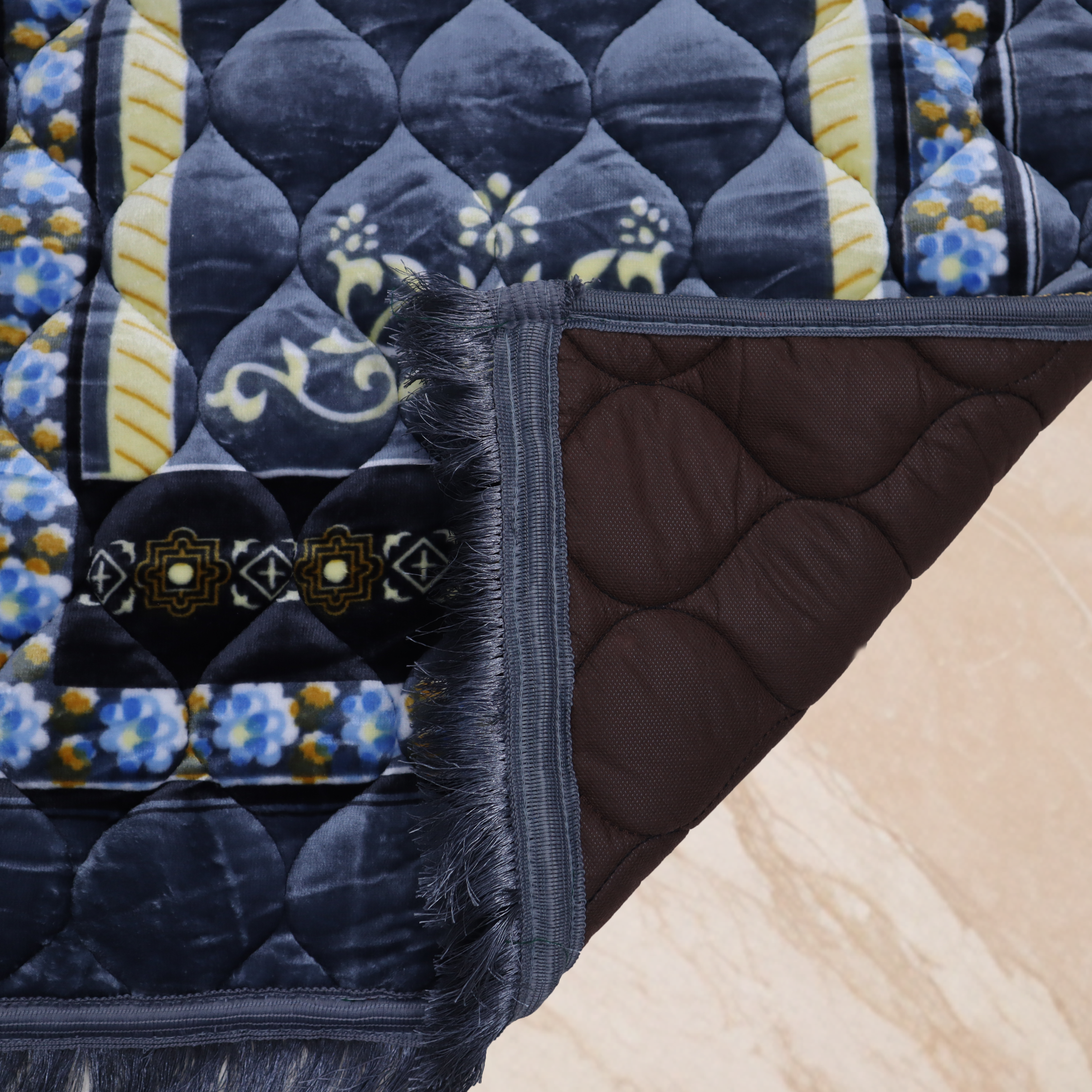 Kiswah Printed Prayer Mat-Slate Gray