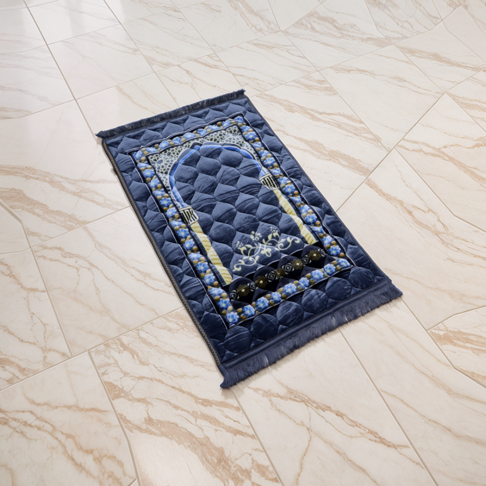 Kiswah Printed Prayer Mat-Slate Gray