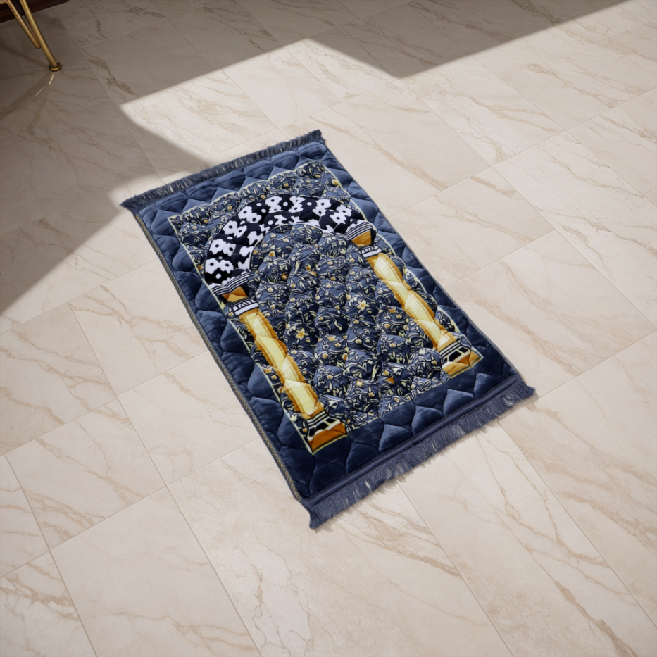 Kiswah Printed Prayer Mat-Gunmetal