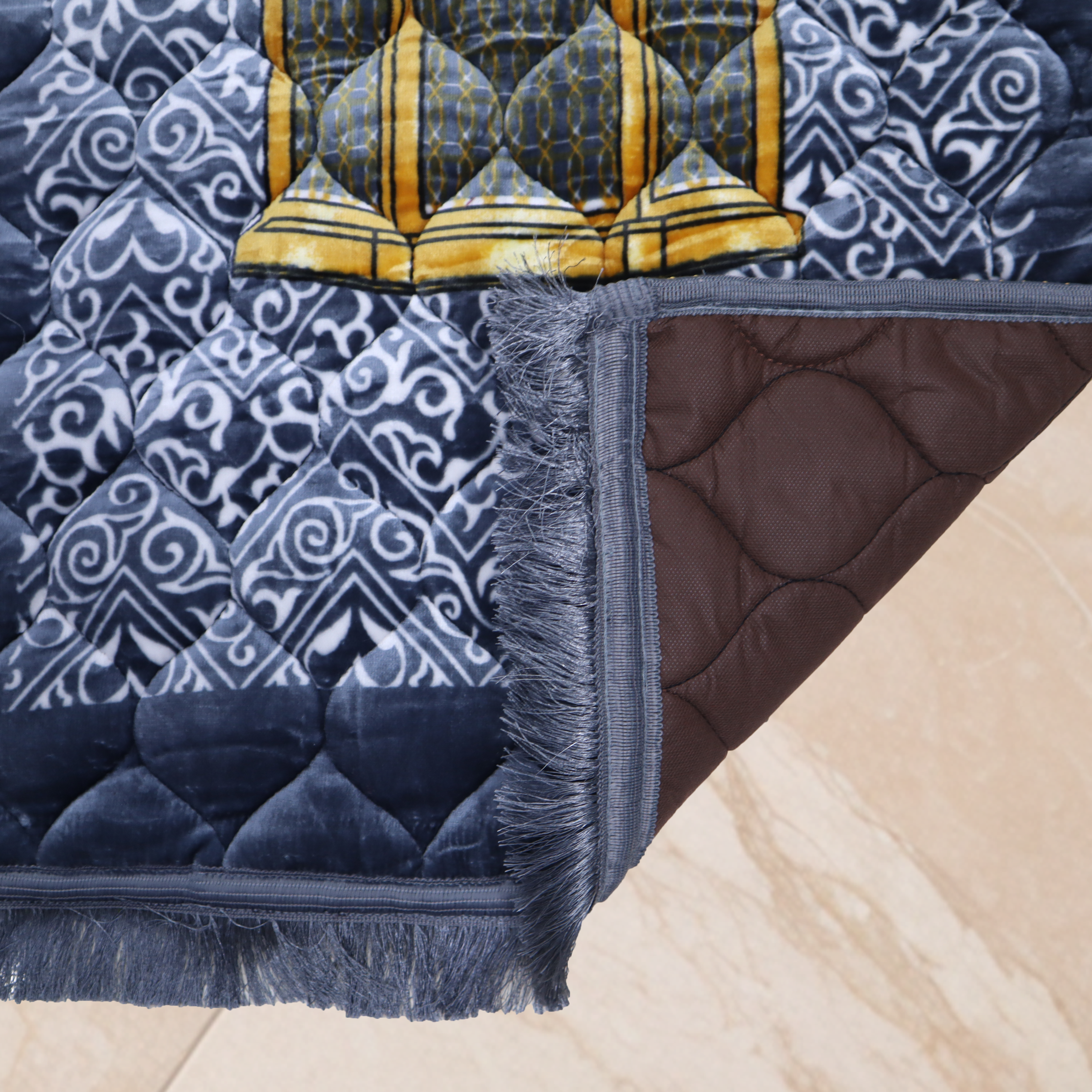 Kiswah Printed Prayer Mat-Dove Gray