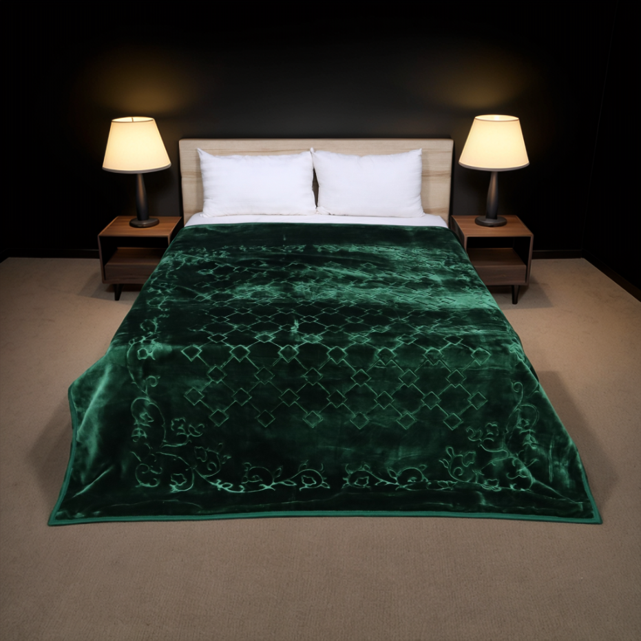 Moonlight Cloudy 4KG 2-Ply Double Bed Blanket - Jade