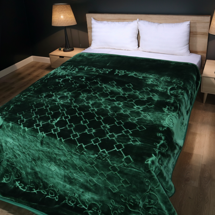 Moonlight Cloudy 4KG 2-Ply Double Bed Blanket - Jade