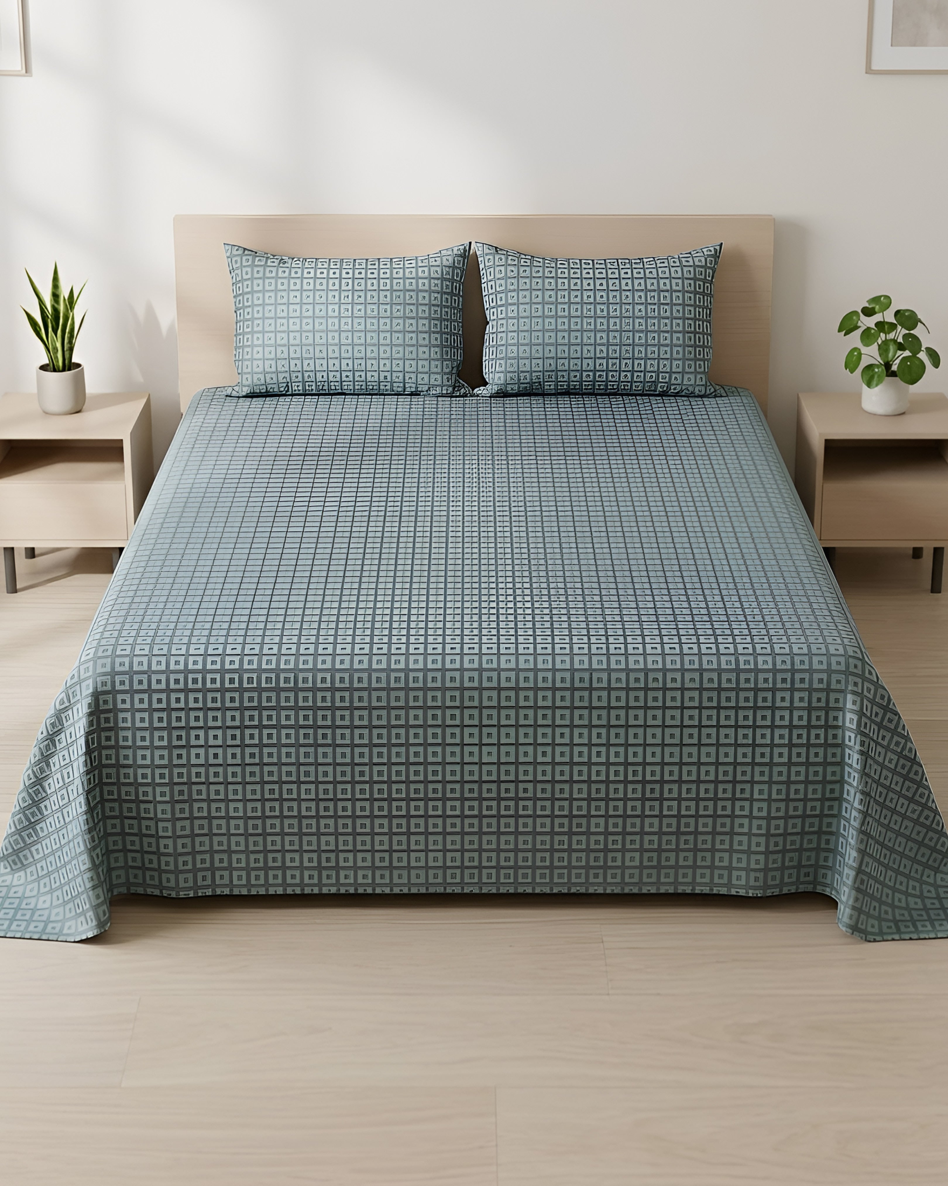 Bed Sheet Fantasy King Bed- Leaf Grid