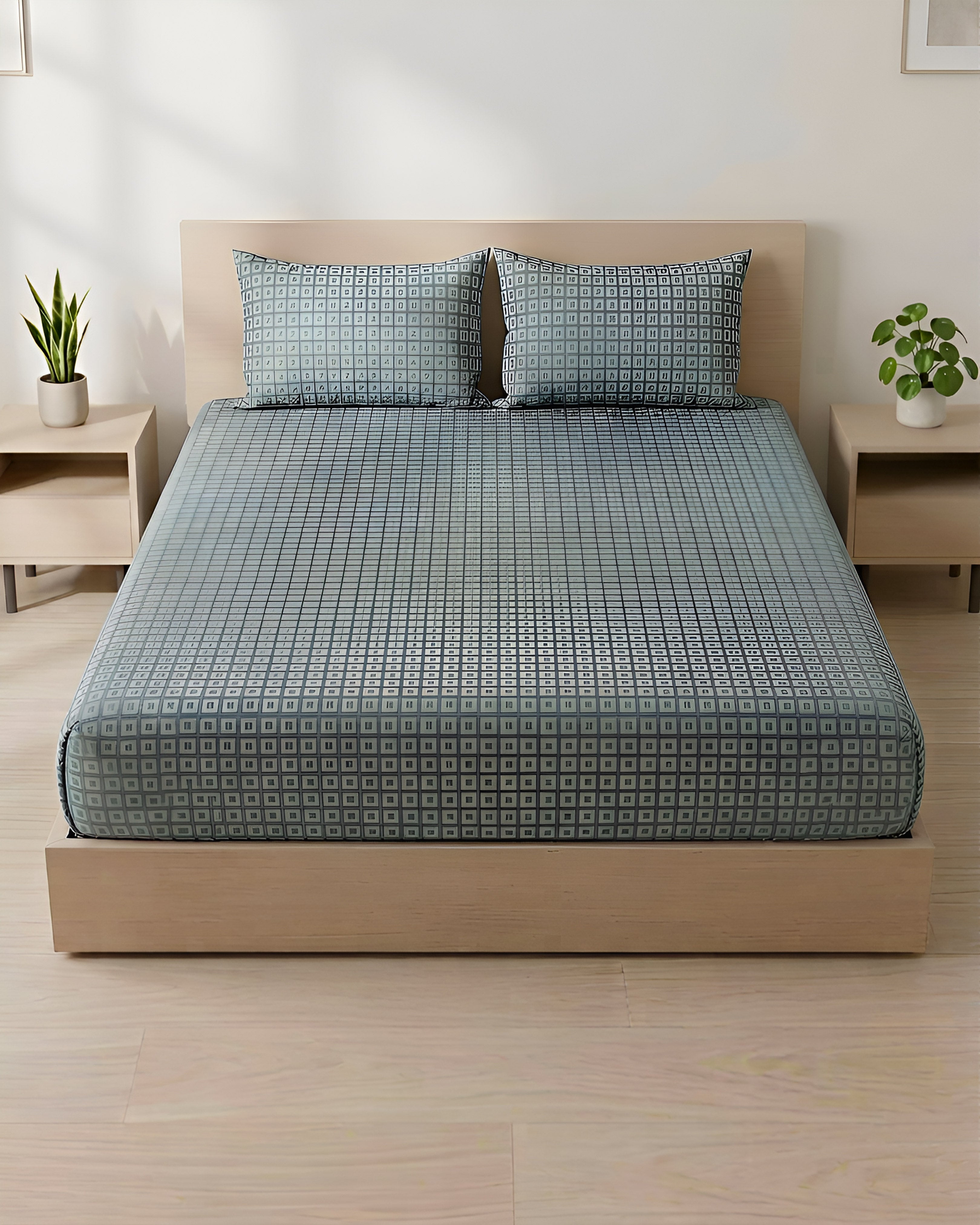 Fantasy Fitted Bed Sheet - Leaf Grid