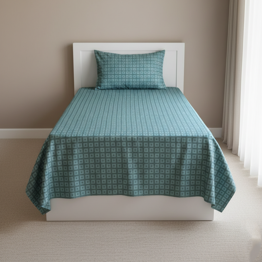 Fantasy Printed Single Bed Sheet-Grid