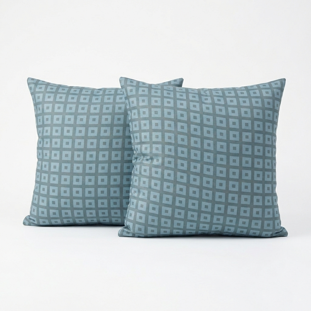 Printed Filled Cushions-Leaf Grid