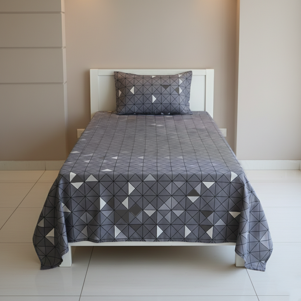 Fantasy Printed Single Bed Sheet-Linear Luxe
