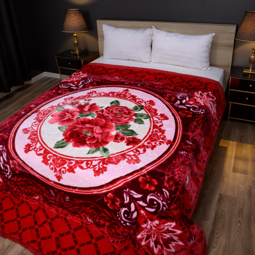 Moonlight Cloudy 4KG 2-Ply Double Bed Blanket - Rosy Velvet