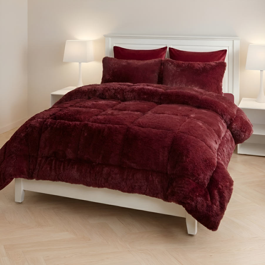 House of Velour 6-Piece Bed in a Bag-Maroon