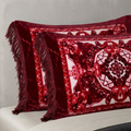Printed Pillow Covers Pair-Maroon