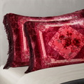 Printed Pillow Covers Pair-Deep Red