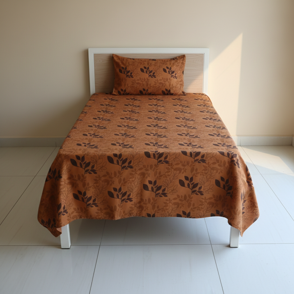 Fantasy Printed Single Bed Sheet-Ochre