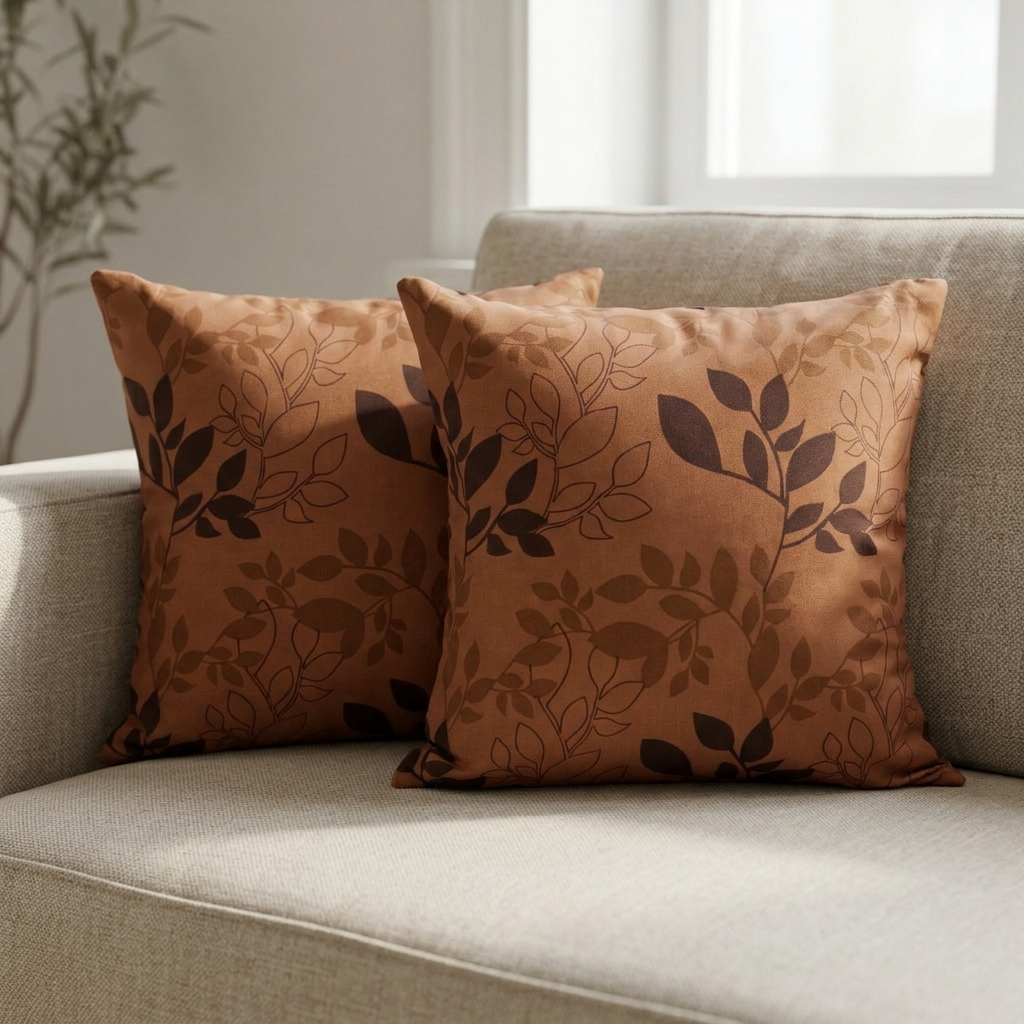 Printed Filled Cushions-Ochre