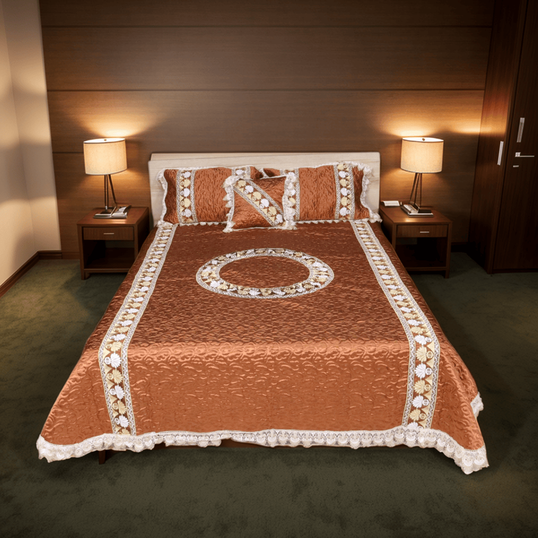 Opal 4 Piece Silk Bed Set- Peach