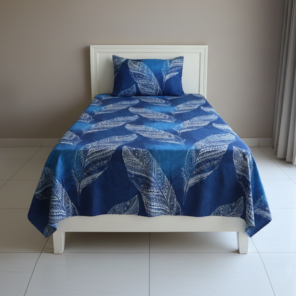 Fantasy Printed Single Bed Sheet-Peacock
