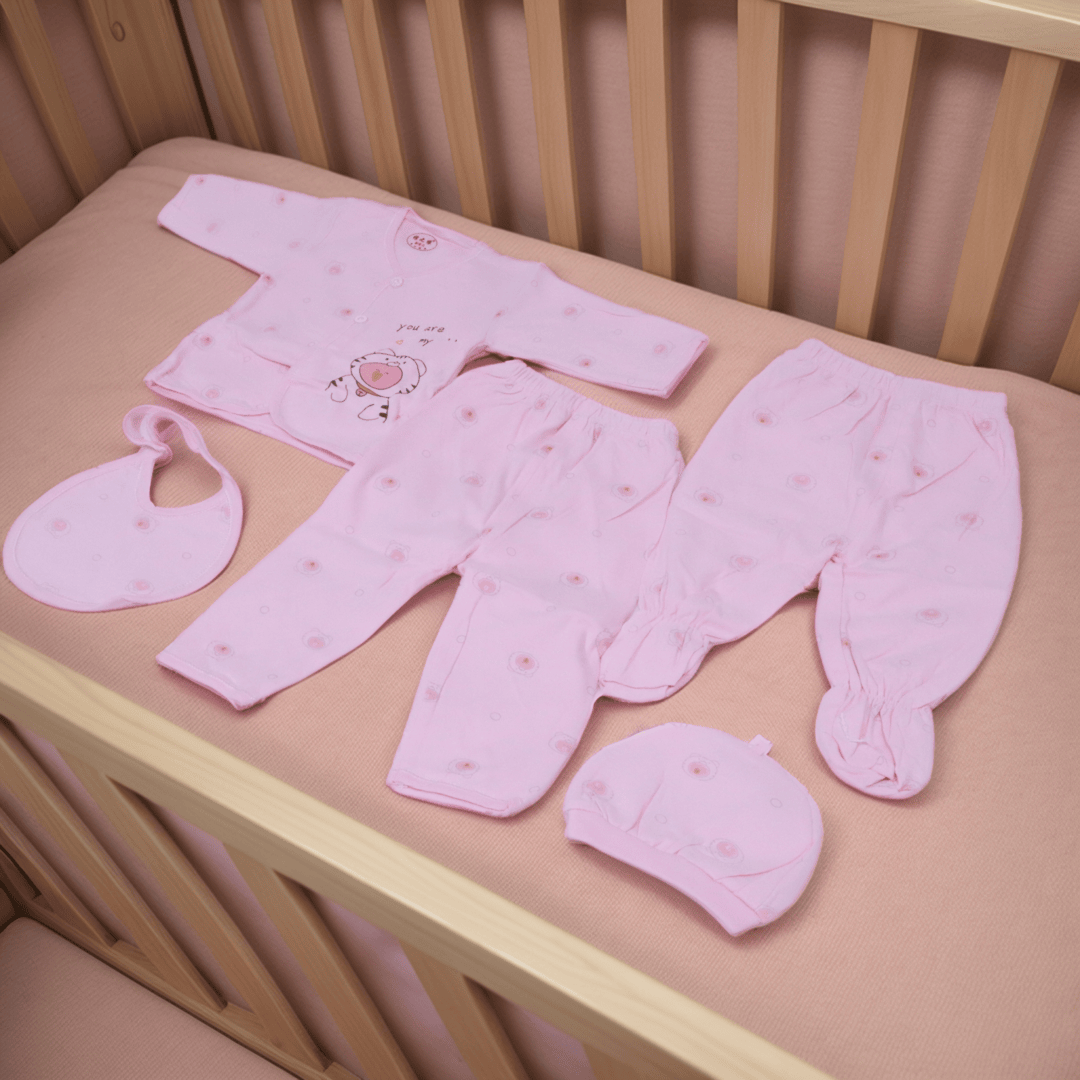 Baby Winter Suit Set 5 Pc - Light Pink