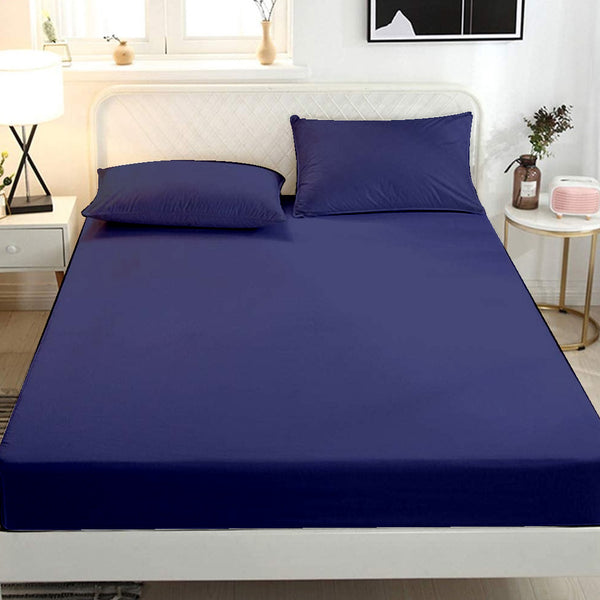 Blissful Bedsheets King Bed (Solid Dyed) - Navy Blue