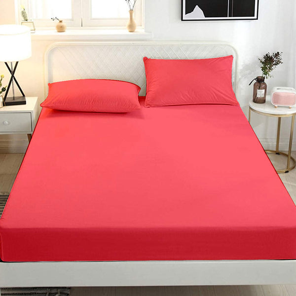 Blissful Bedsheets King Bed (Solid Dyed) -  Bright Pink