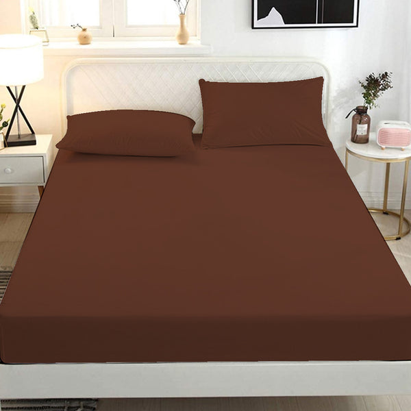 Blissful Bedsheets Double Bed (Solid Dyed)- Chocolate