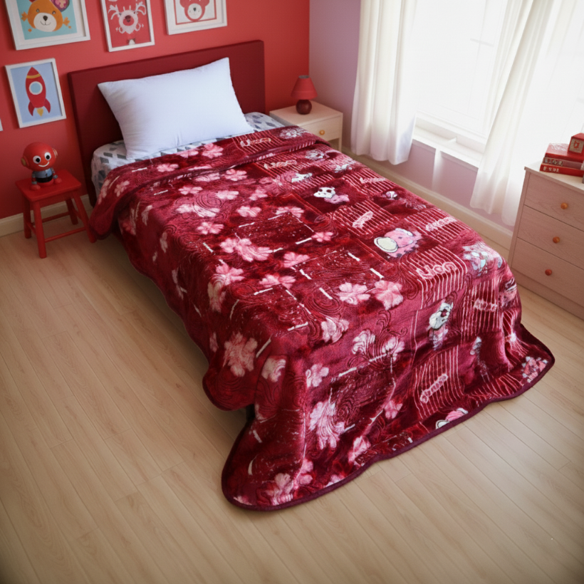 Sleepcare 1-Ply Single Bed Blanket - Burgundy