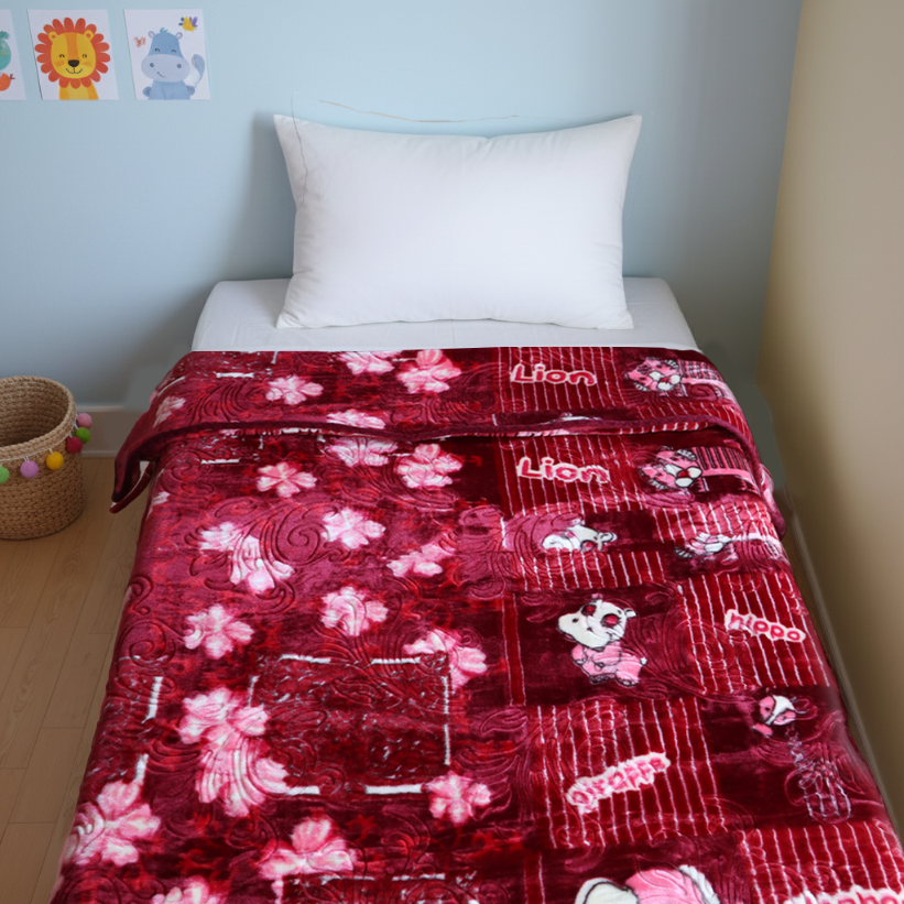 Sleepcare 1-Ply Single Bed Blanket - Burgundy