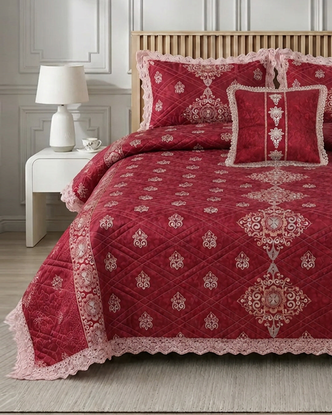 Kastoor Bed Set 4 Pieces-Ruby