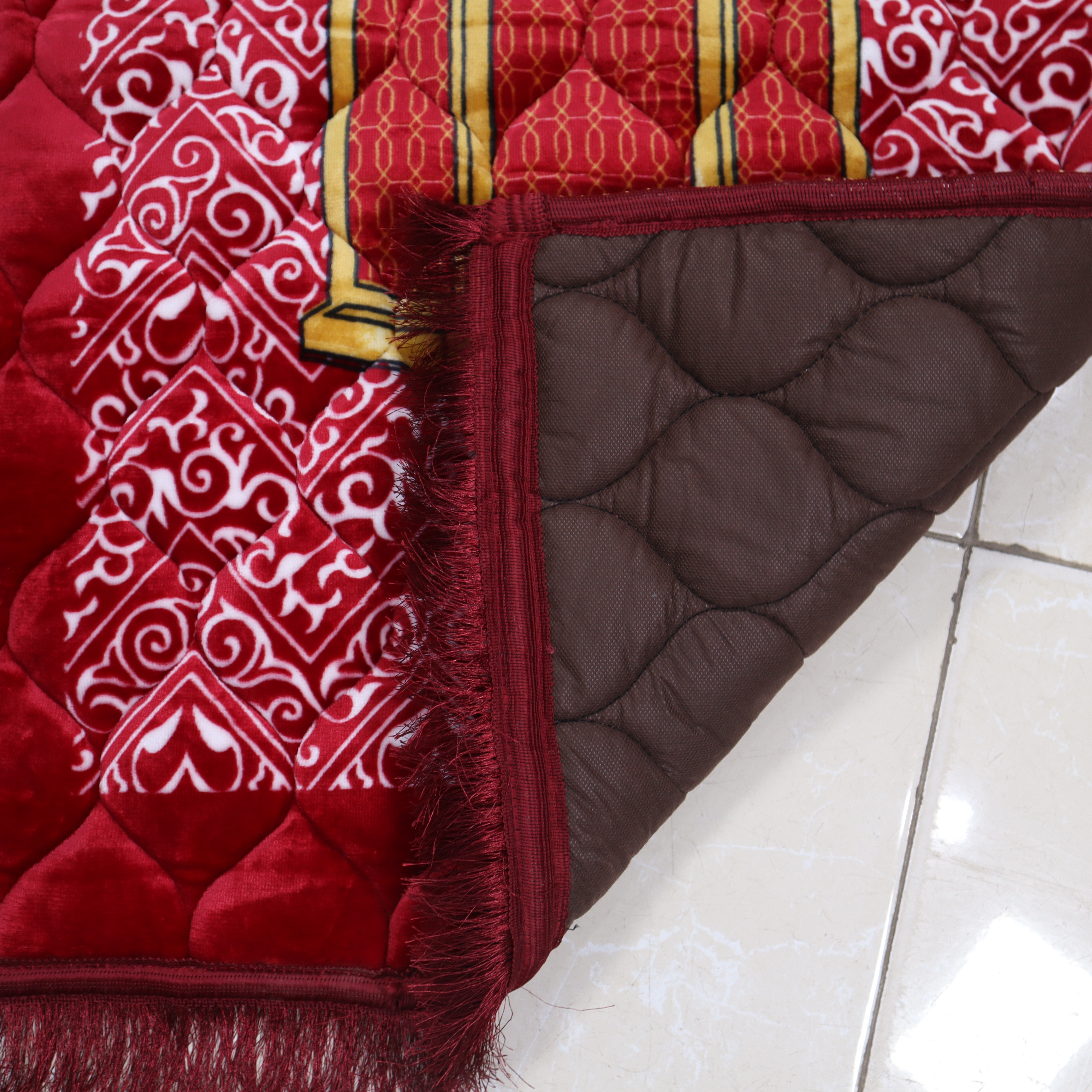 Kiswah Printed Prayer Mat-Rose Red