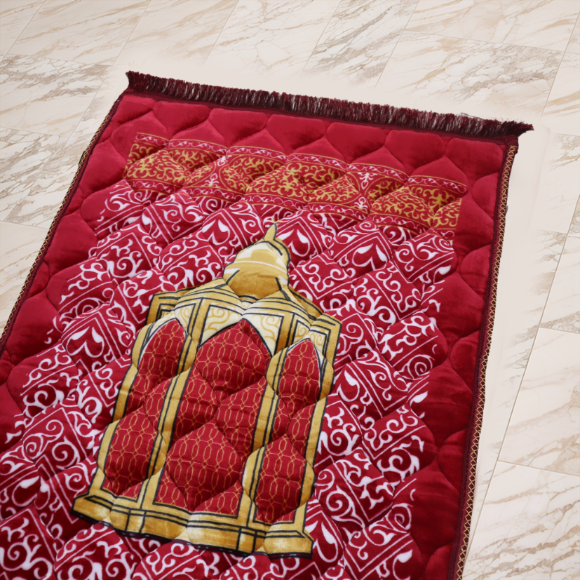 Kiswah Printed Prayer Mat-Rose Red