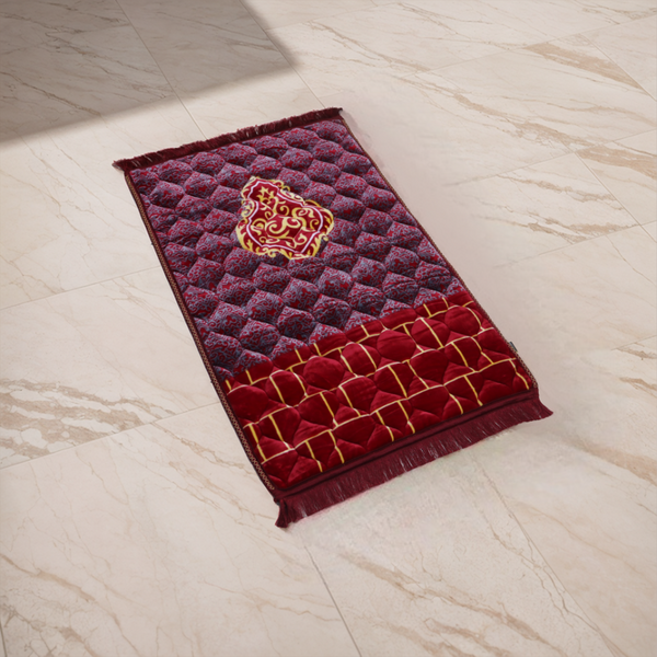 Kiswah Printed Prayer Mat-Burgundy
