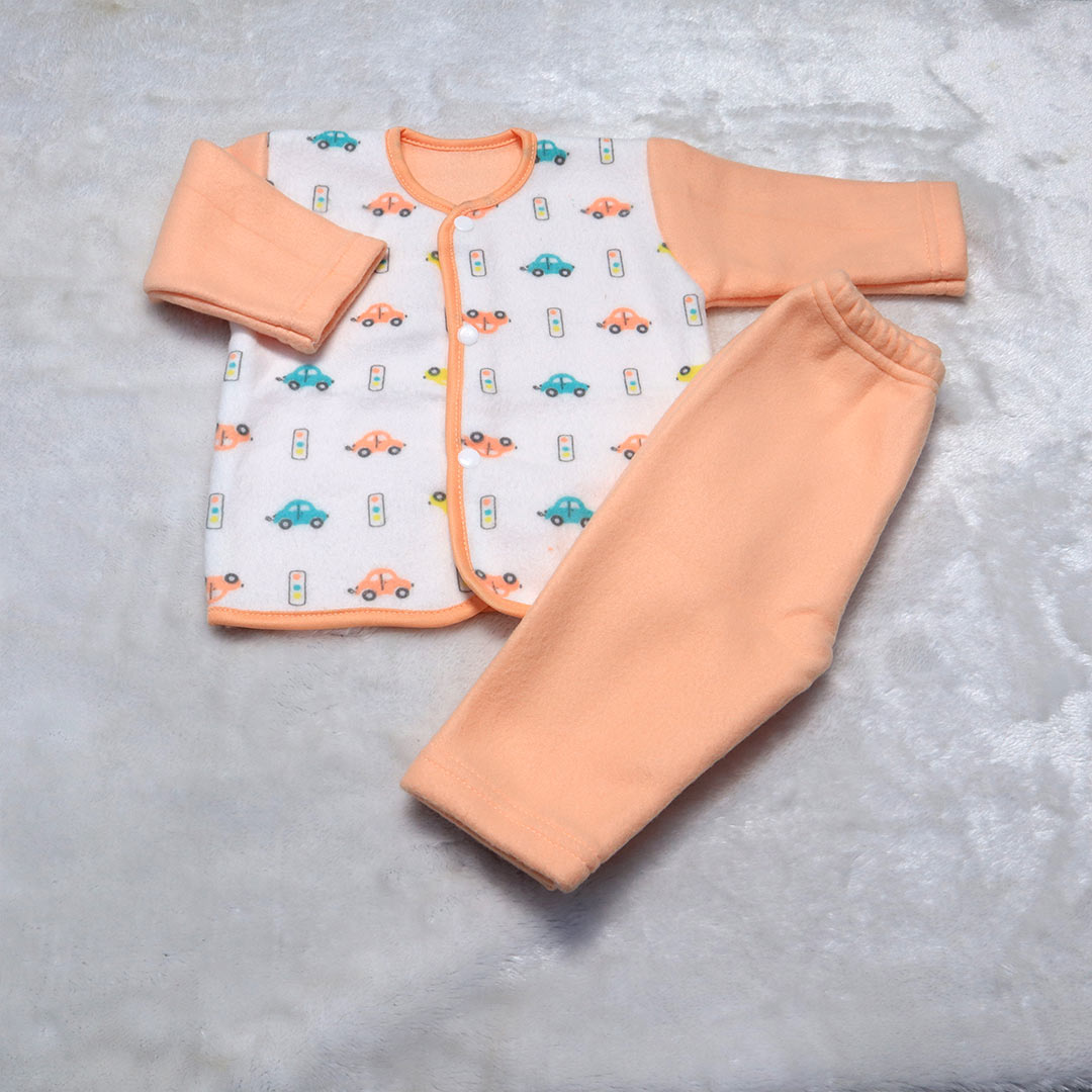 2 Pieces Printed Baby Suit Peach