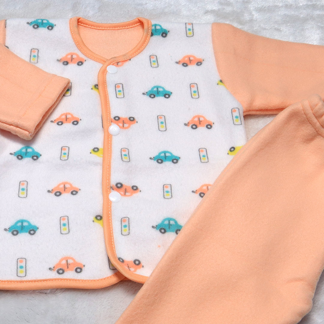 2 Pieces Printed Baby Suit Peach