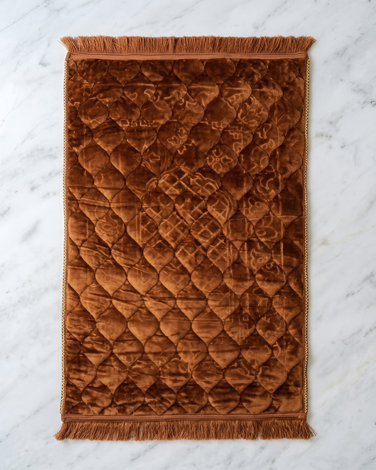 Mughal Janamaz  Embossed Prayer Mat- Rust