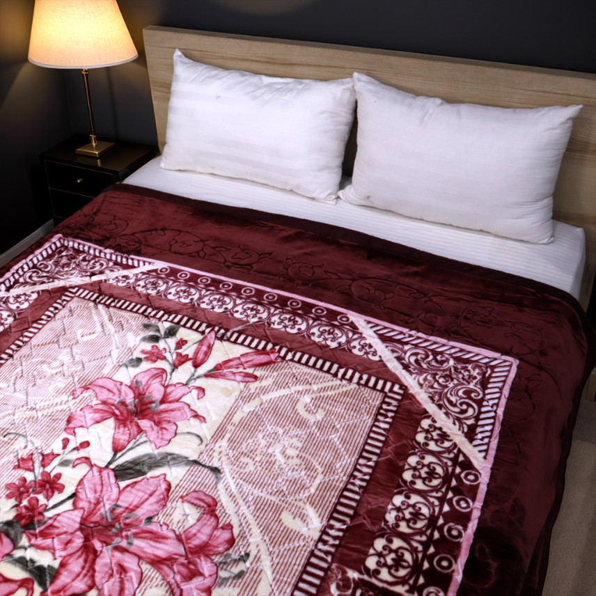 Moonlight Cloudy Bed Blanket - Berry Blossom