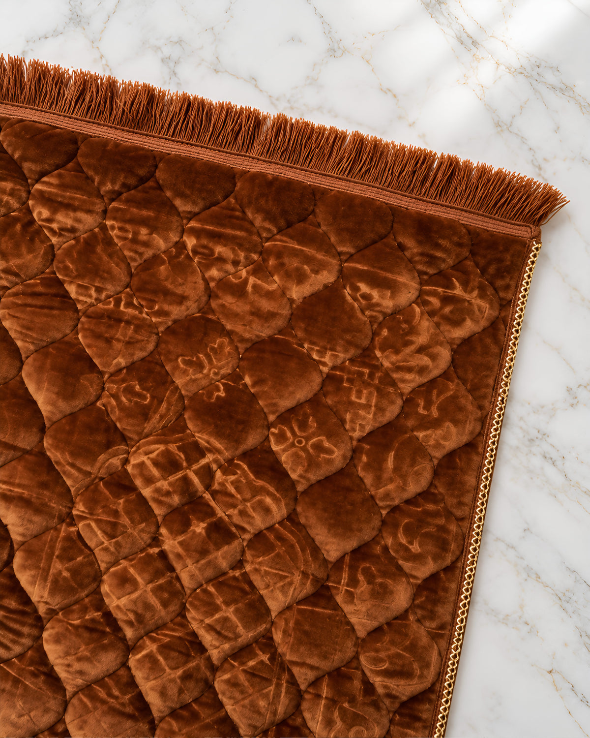 Mughal Janamaz  Embossed Prayer Mat- Rust