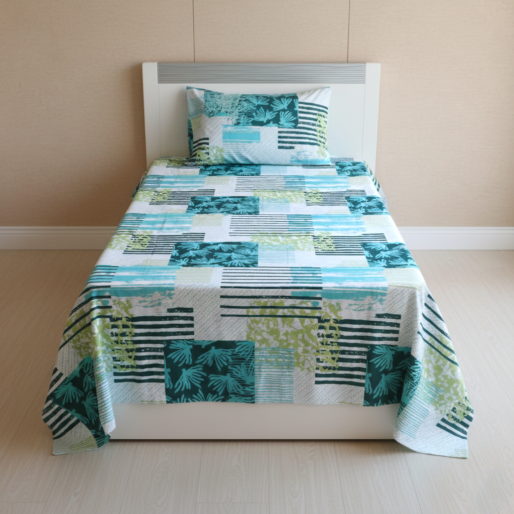 Fantasy Printed Single Bed Sheet-Waves