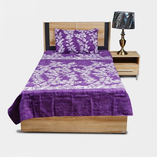 Printed Fantasy Single Bed Sheets - Purple and White