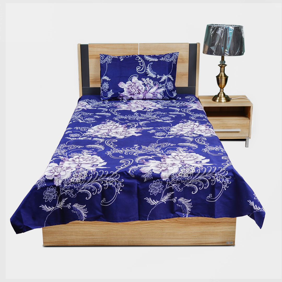 Printed Fantasy Single Bed Sheets - Blue