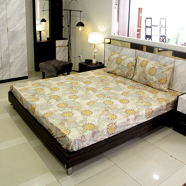 Elite Bedsheets Double Bed - Stromy Yellow Color