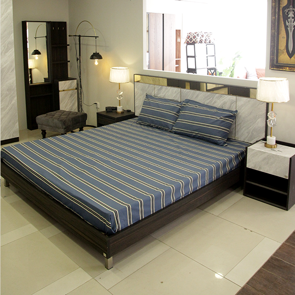 Elite Bed Sheets Double Bed - Blue Strip