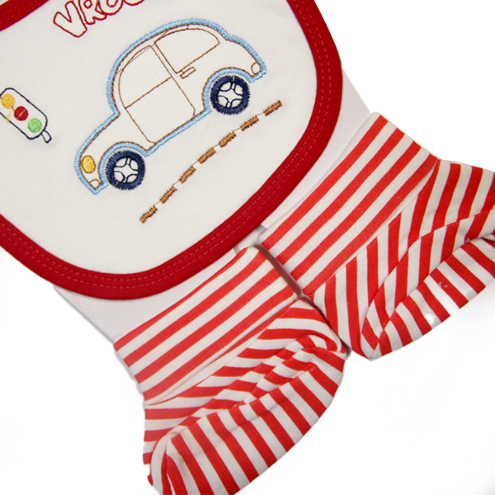 3 Pieces Baby Cap Set- Red Stripes